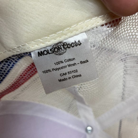 I Am Canadian Trucker Hat Mesh Snapback Red White Blue 3 Stripes Molson Brewery - Picture 8 of 8